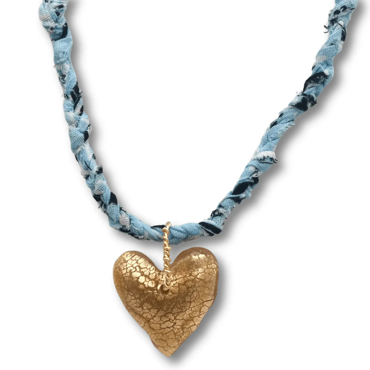 Upcycled Bandana Heart Necklace - Image 3