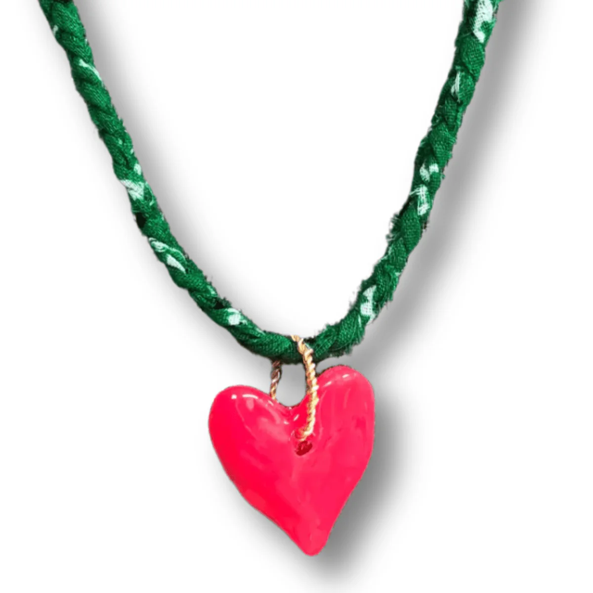 Upcycled Bandana Heart Necklace - Image 4
