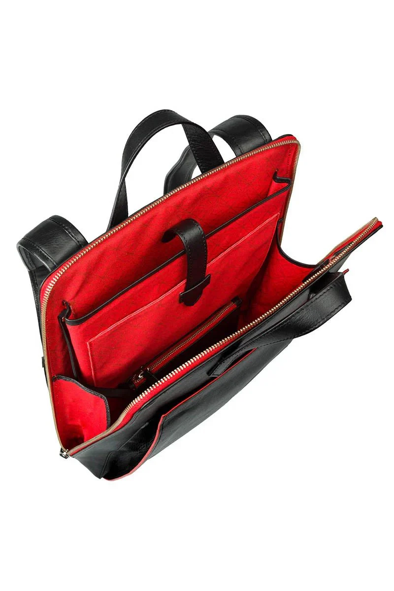 Urban laptop backpack - Black/Red - Image 4