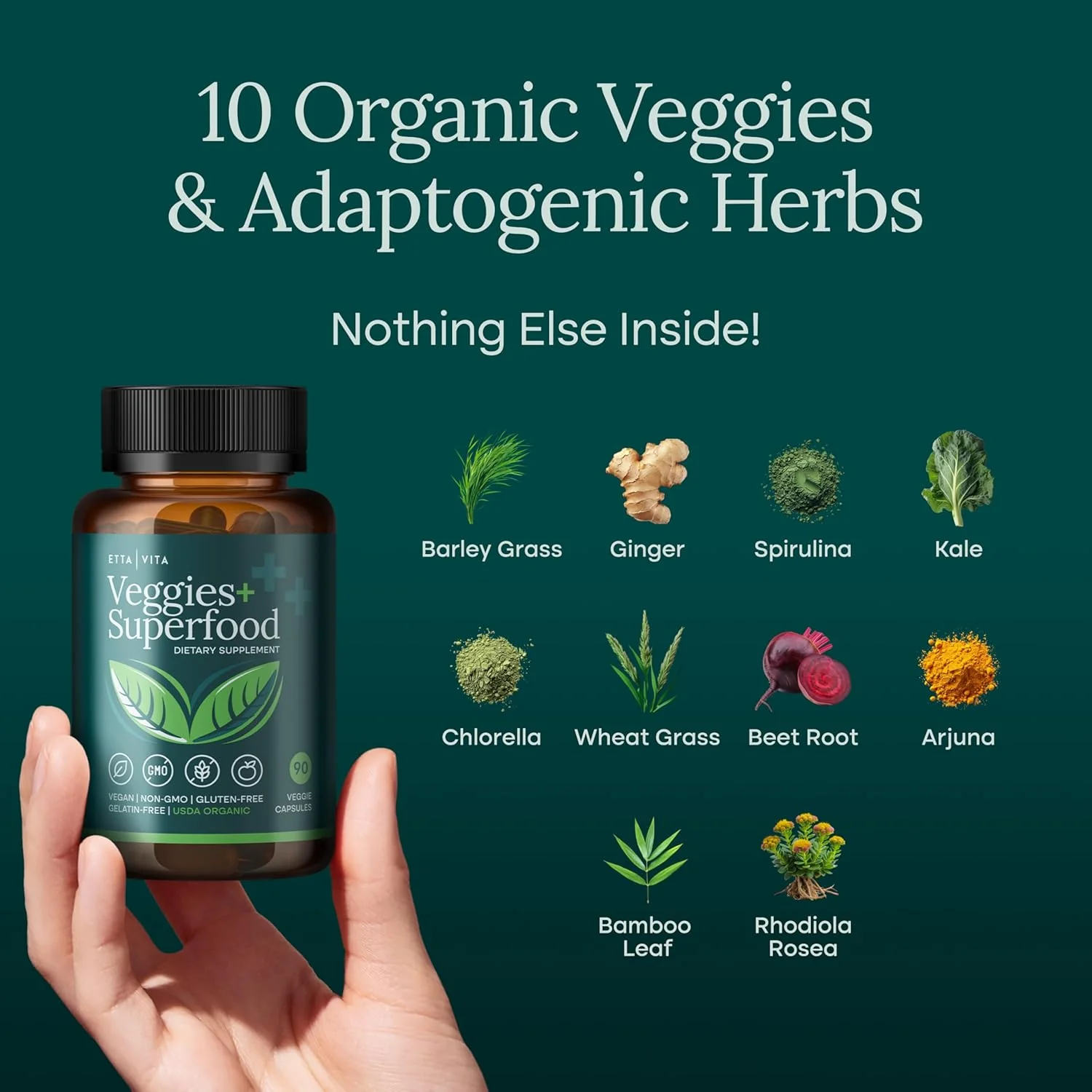 Organic Fruits & Veggies Capsules – Daily Whole Food Nutrition for Energy & Wellness – 180 Vegan Capsules - Image 2