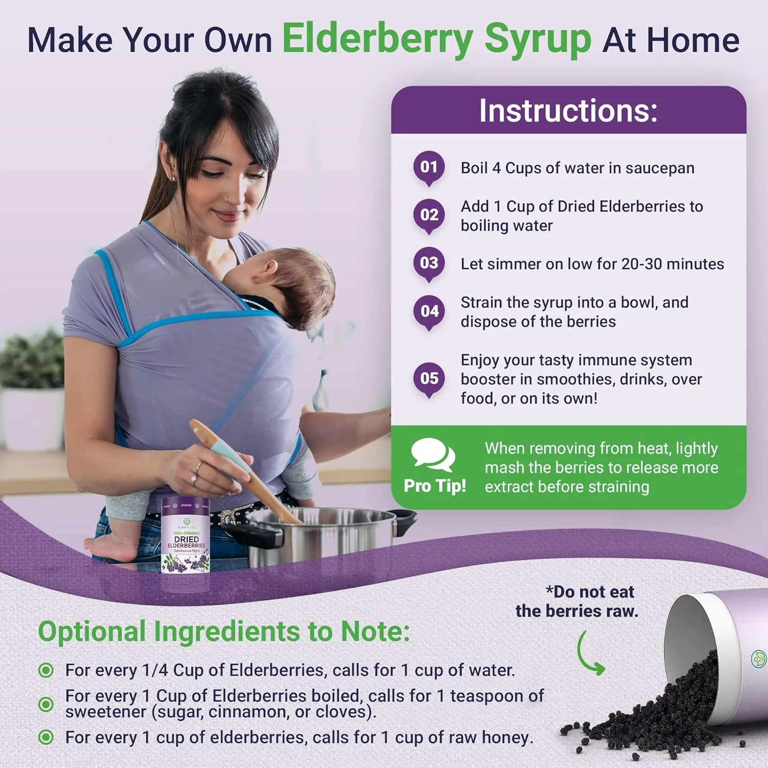USDA Organic Dried Elderberries with Food-Grade BPA-Free Scoop (Safest Packaging -1lb) - Image 5