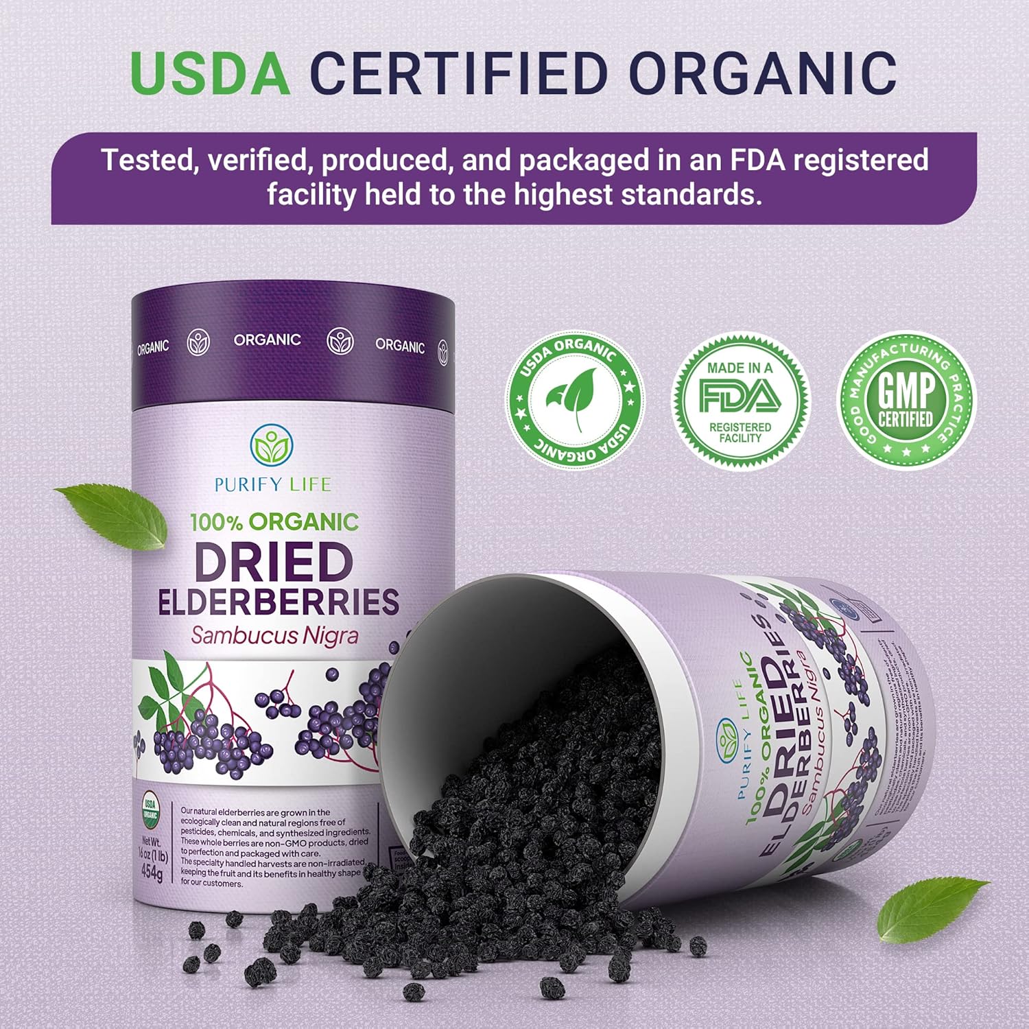 USDA Organic Dried Elderberries with Food-Grade BPA-Free Scoop (Safest Packaging -1lb) - Image 6