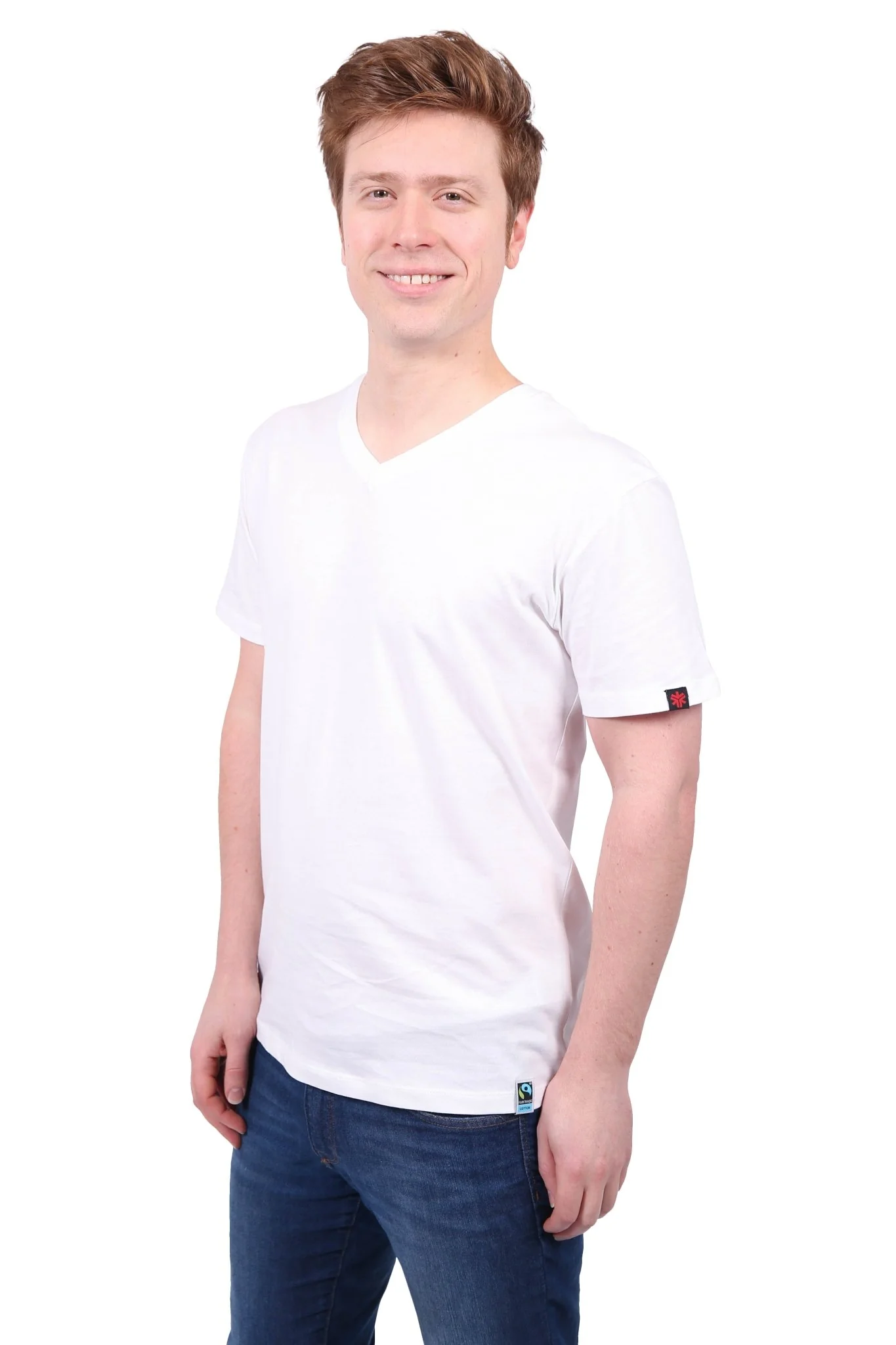 V-Neck T-shirt, Unisex White - Image 2