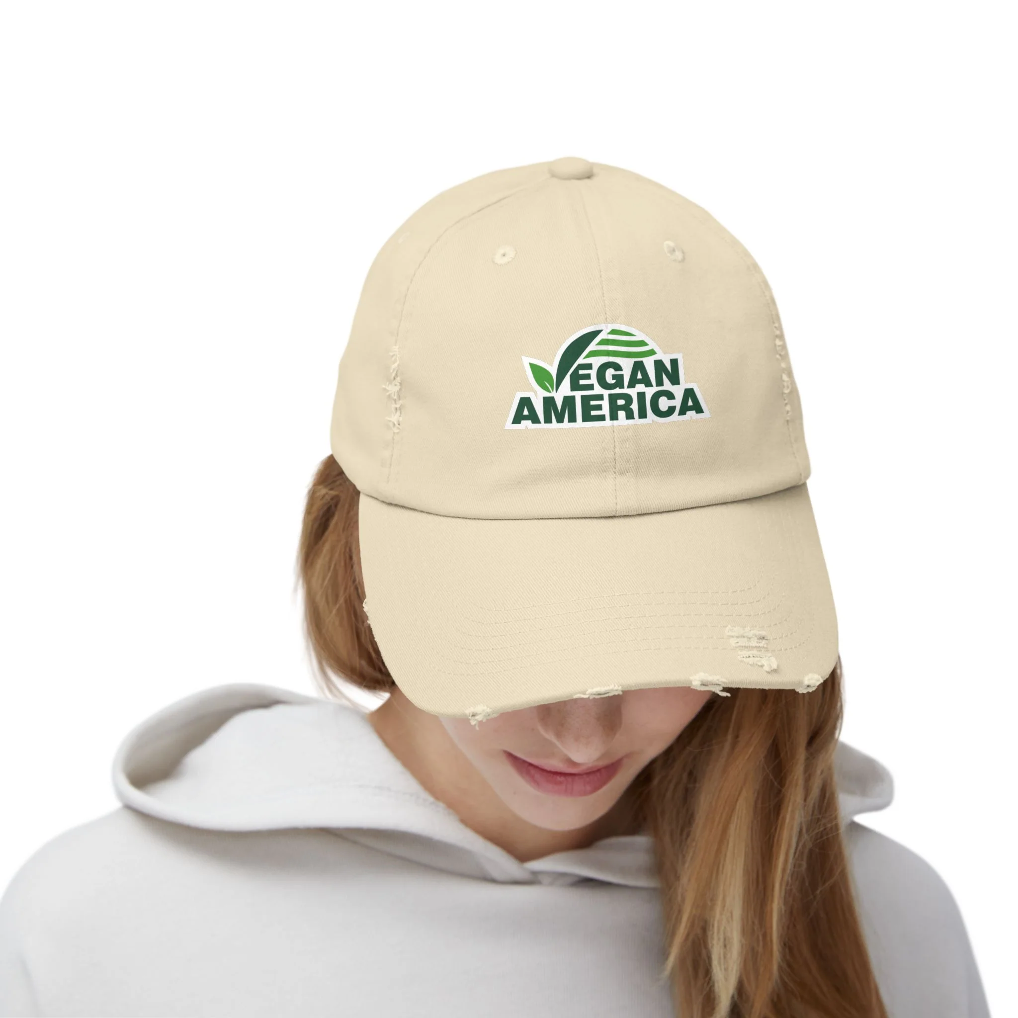 Vegan America Distressed Cap, Casual Baseball Hat for Outdoor Lovers, Gift for Eco-Conscious Friends, Perfect for Summer Adventures, [...] - Image 4