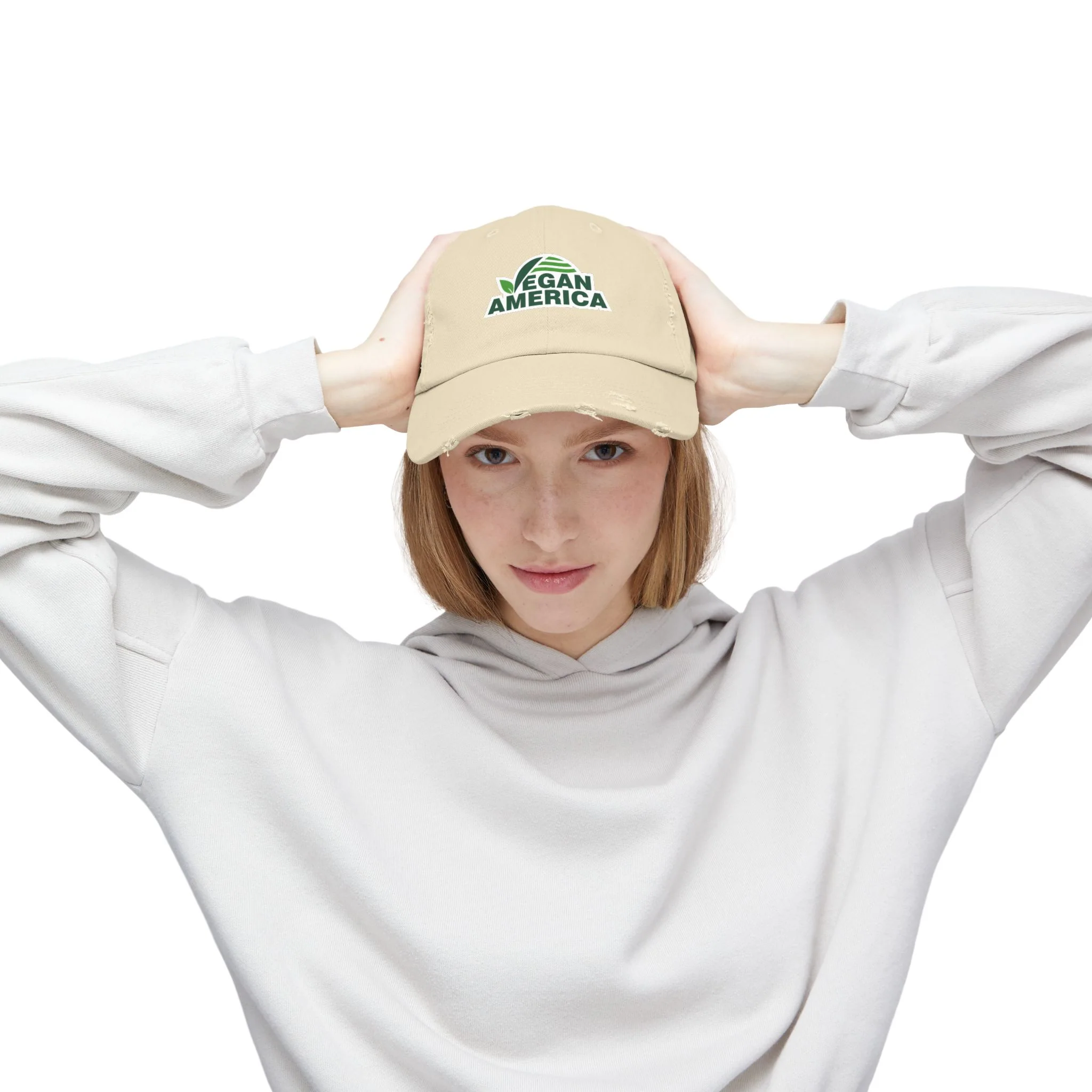 Vegan America Distressed Cap, Casual Baseball Hat for Outdoor Lovers, Gift for Eco-Conscious Friends, Perfect for Summer Adventures, [...] - Image 5