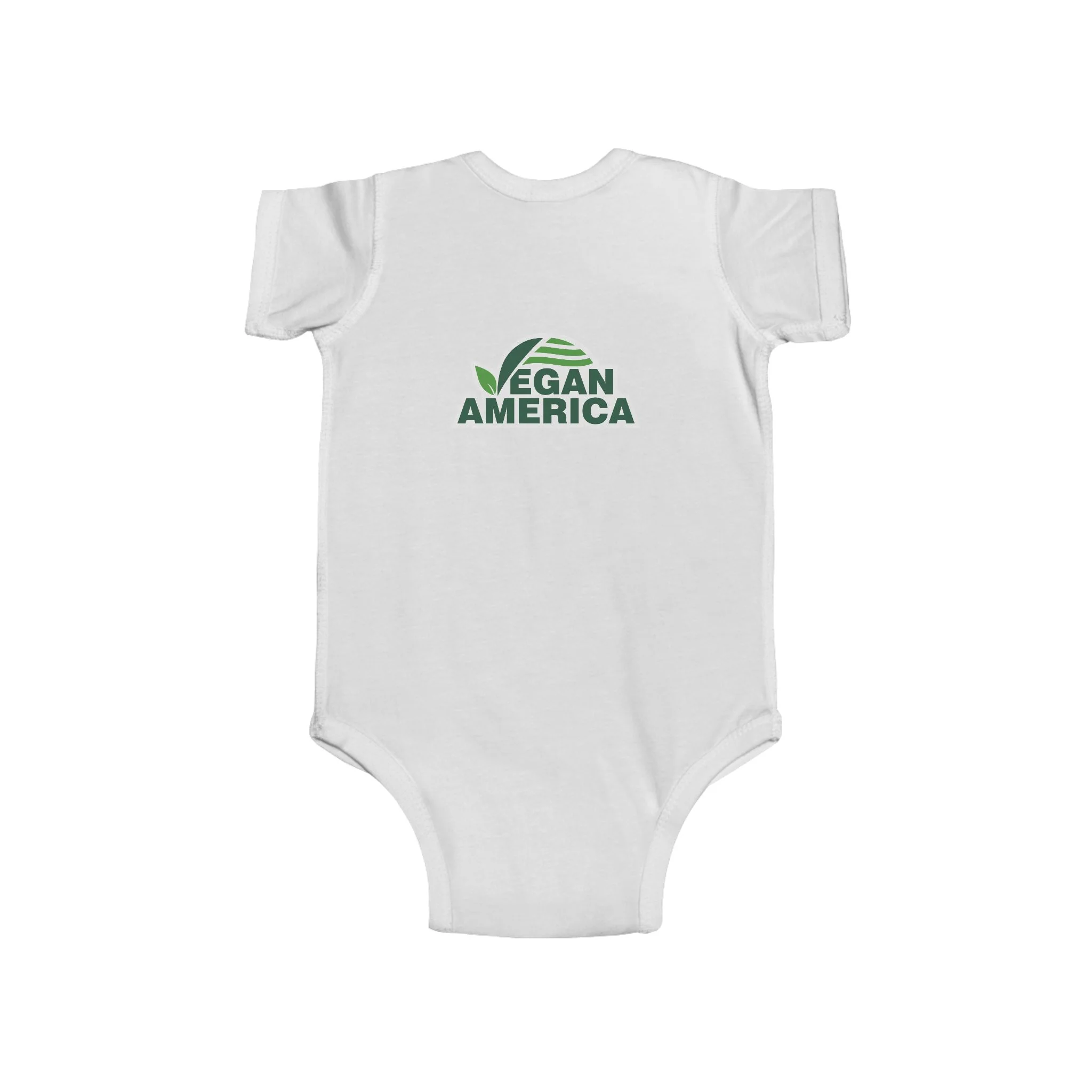 Vegan America Infant Bodysuit – Cute Green Plant Logo Baby Onesie - Image 2