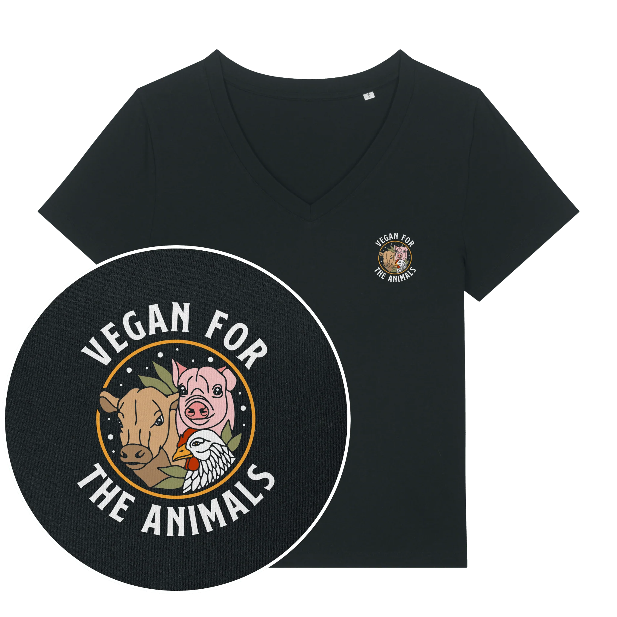 Vegan For The Animals Earthlings Women's V Neck T-Shirt