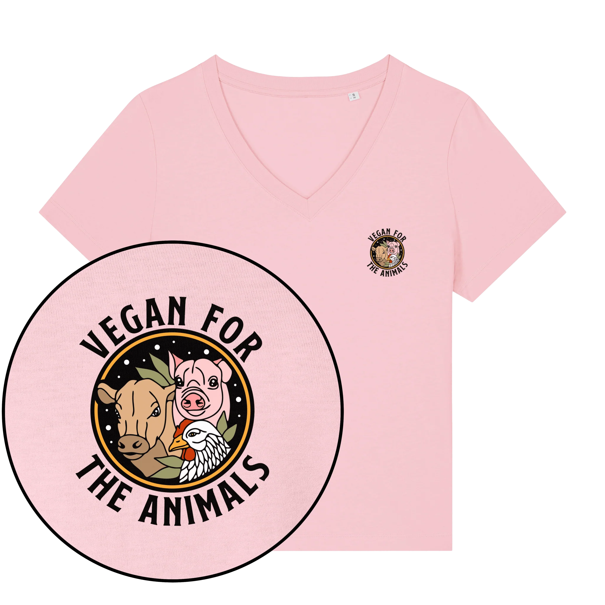 Vegan For The Animals Earthlings Women's V Neck T-Shirt - Image 2