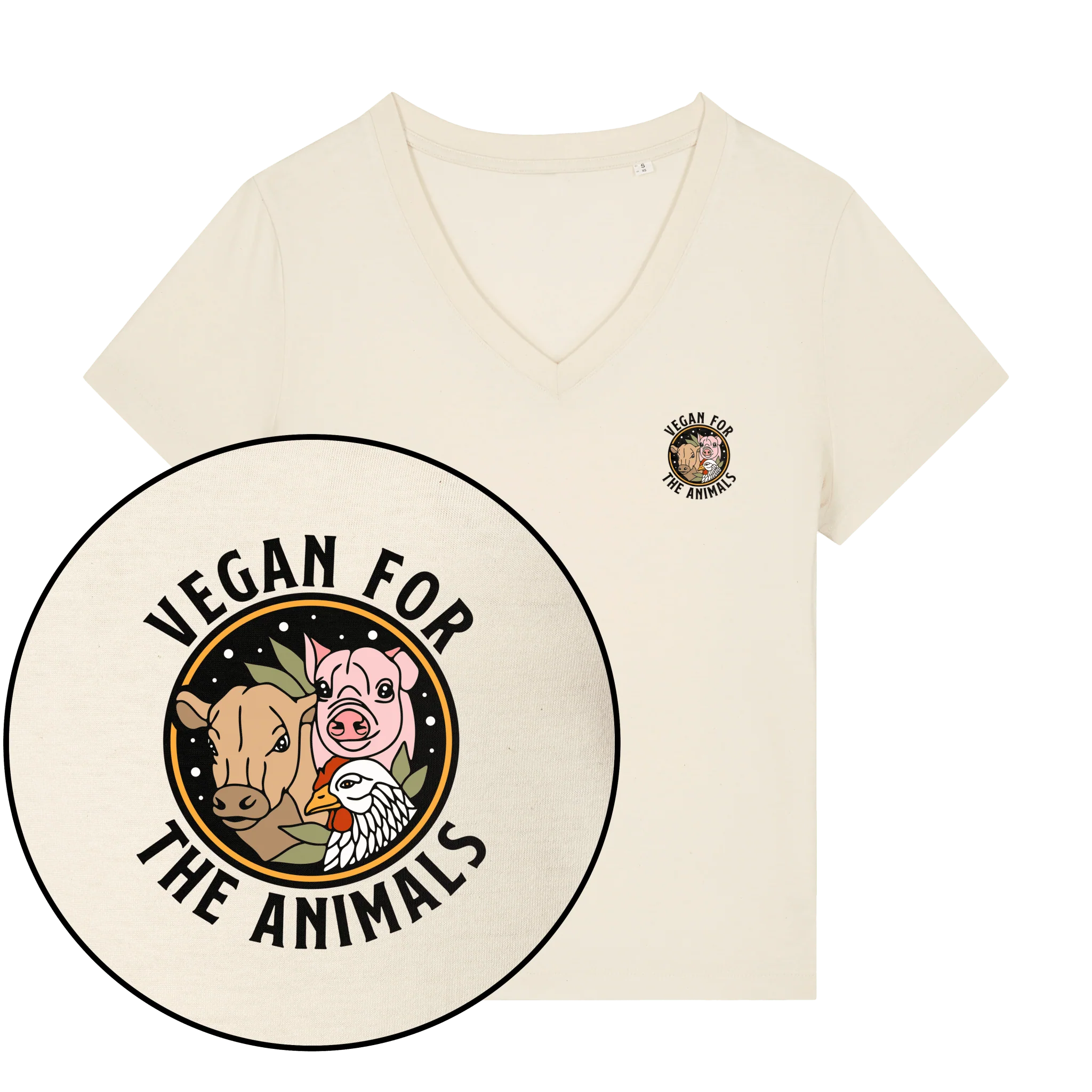 Vegan For The Animals Earthlings Women's V Neck T-Shirt - Image 3