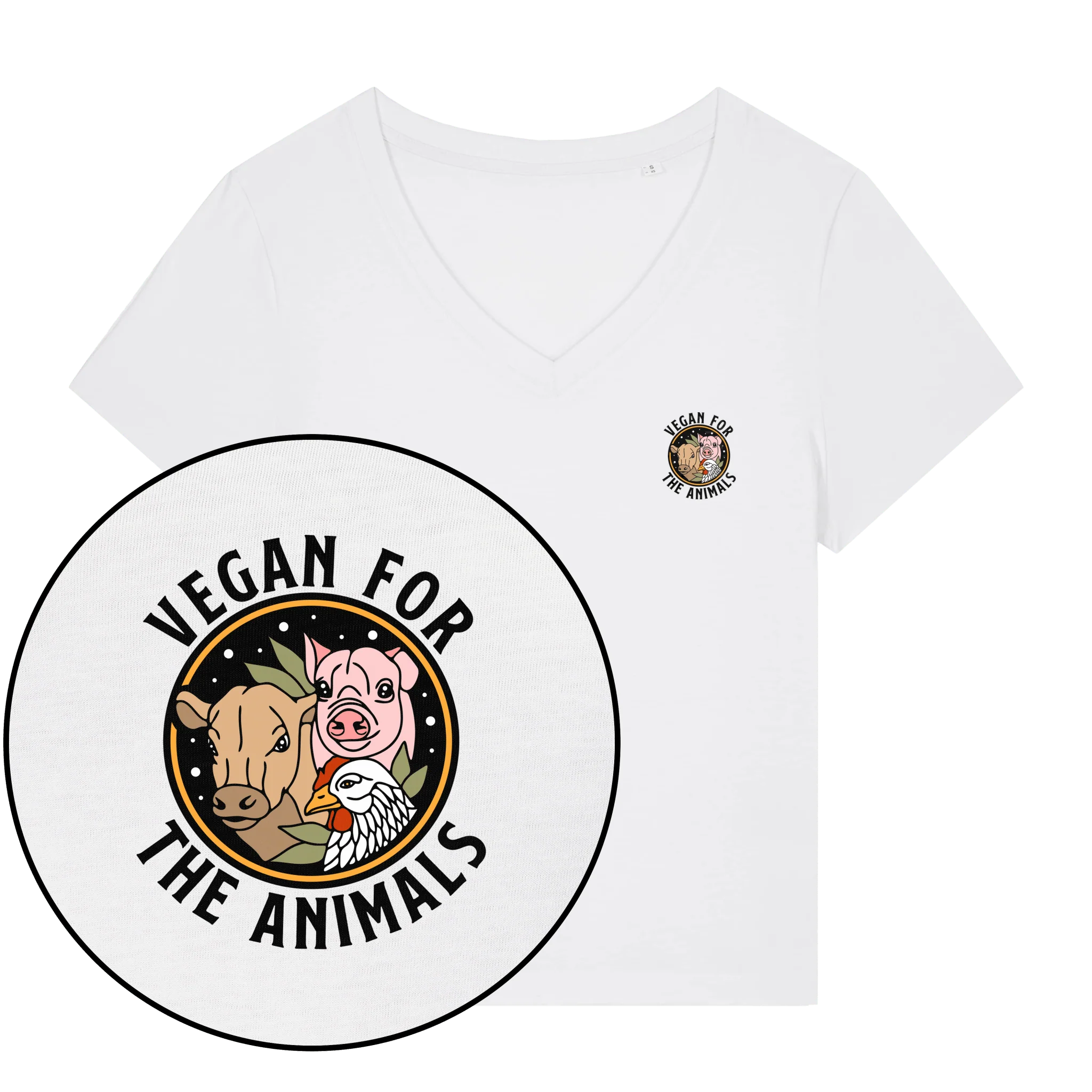 Vegan For The Animals Earthlings Women's V Neck T-Shirt - Image 4