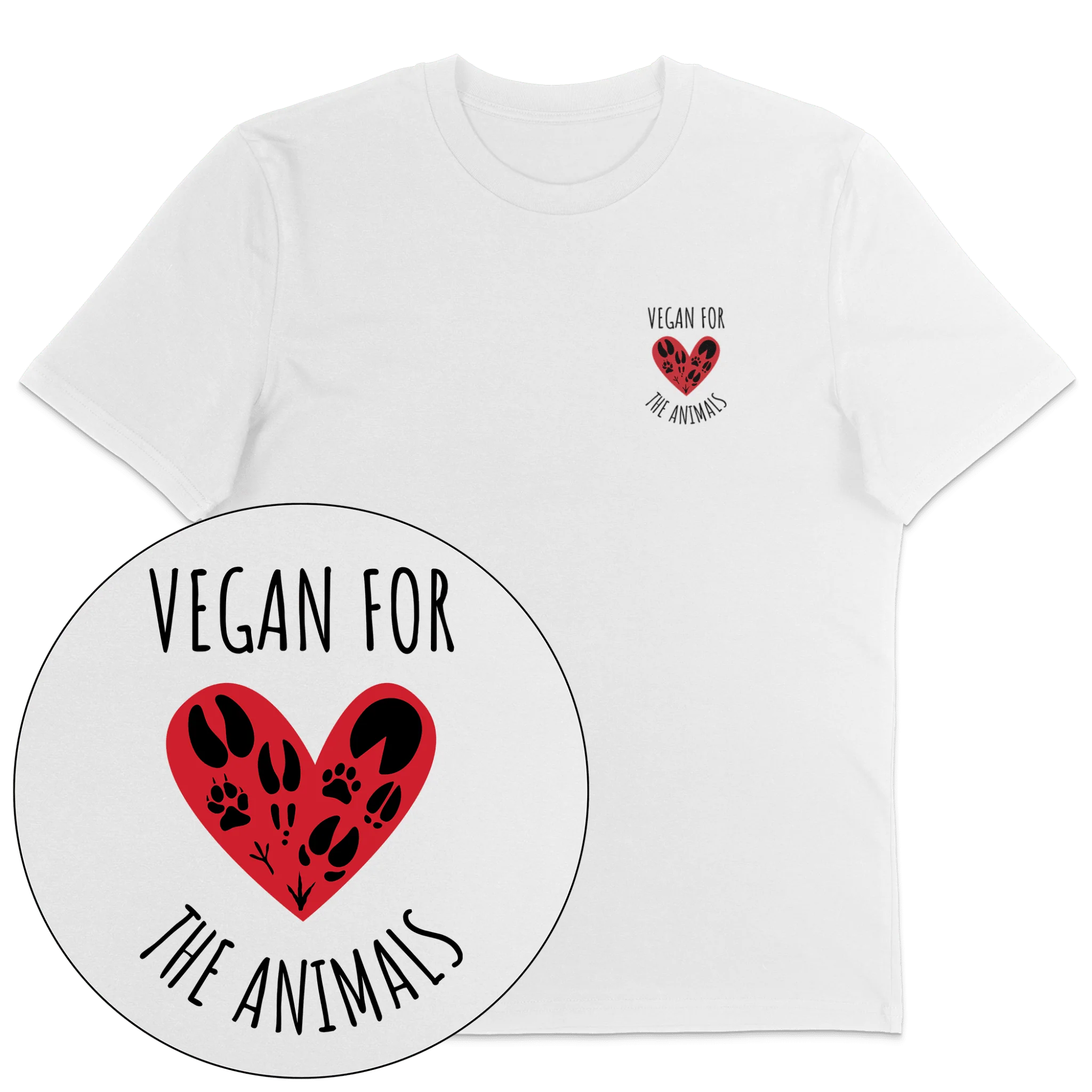 Vegan For The Animals Heart T-Shirt - Image 4