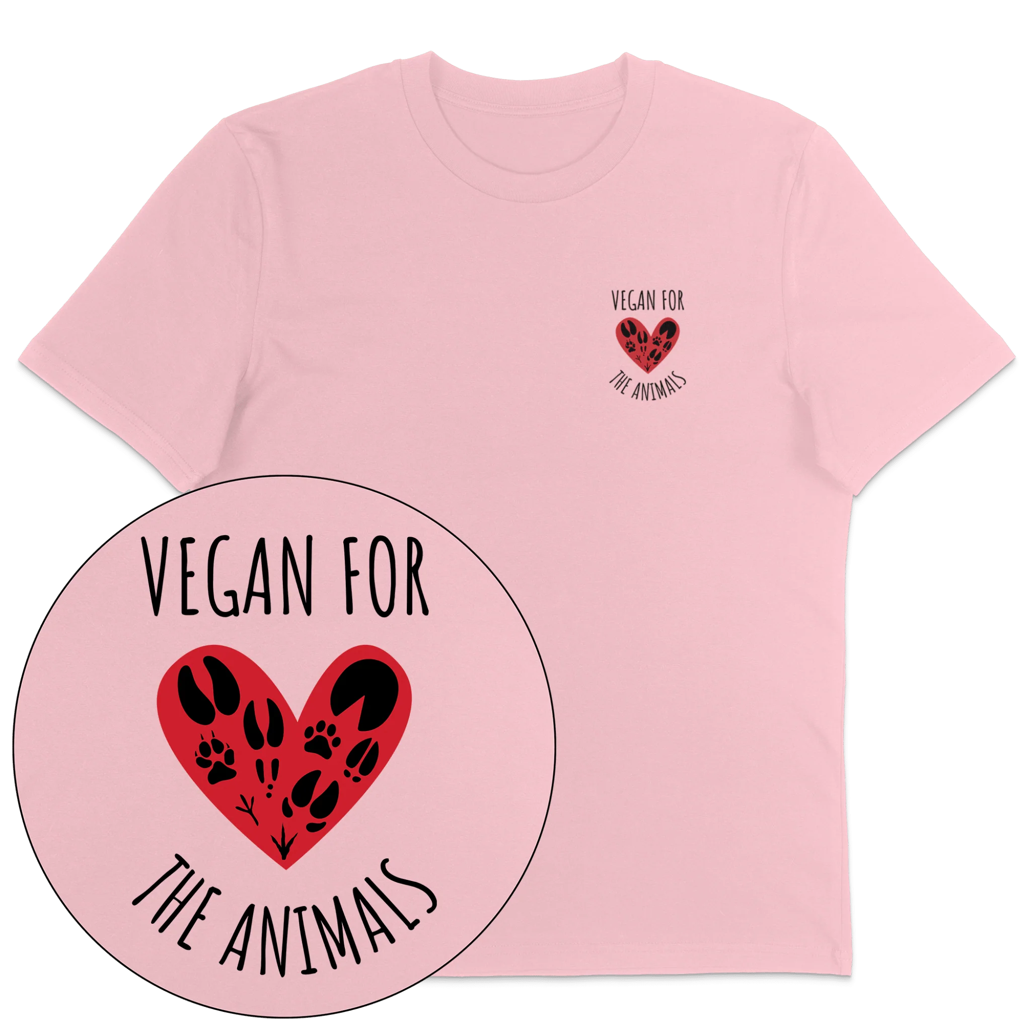 Vegan For The Animals Heart T-Shirt - Image 5