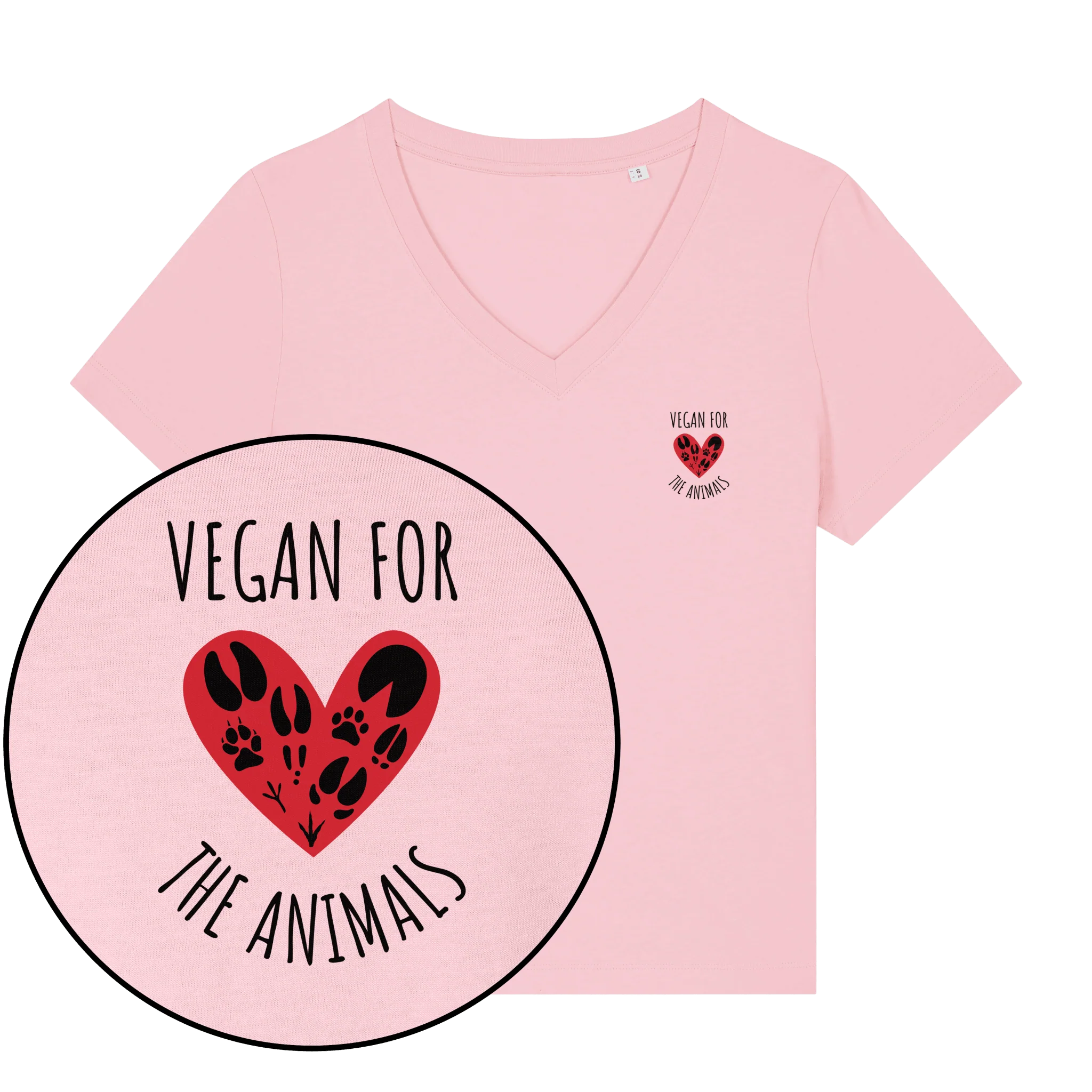 Vegan For The Animals Heart Women's V Neck T-Shirt - Image 2