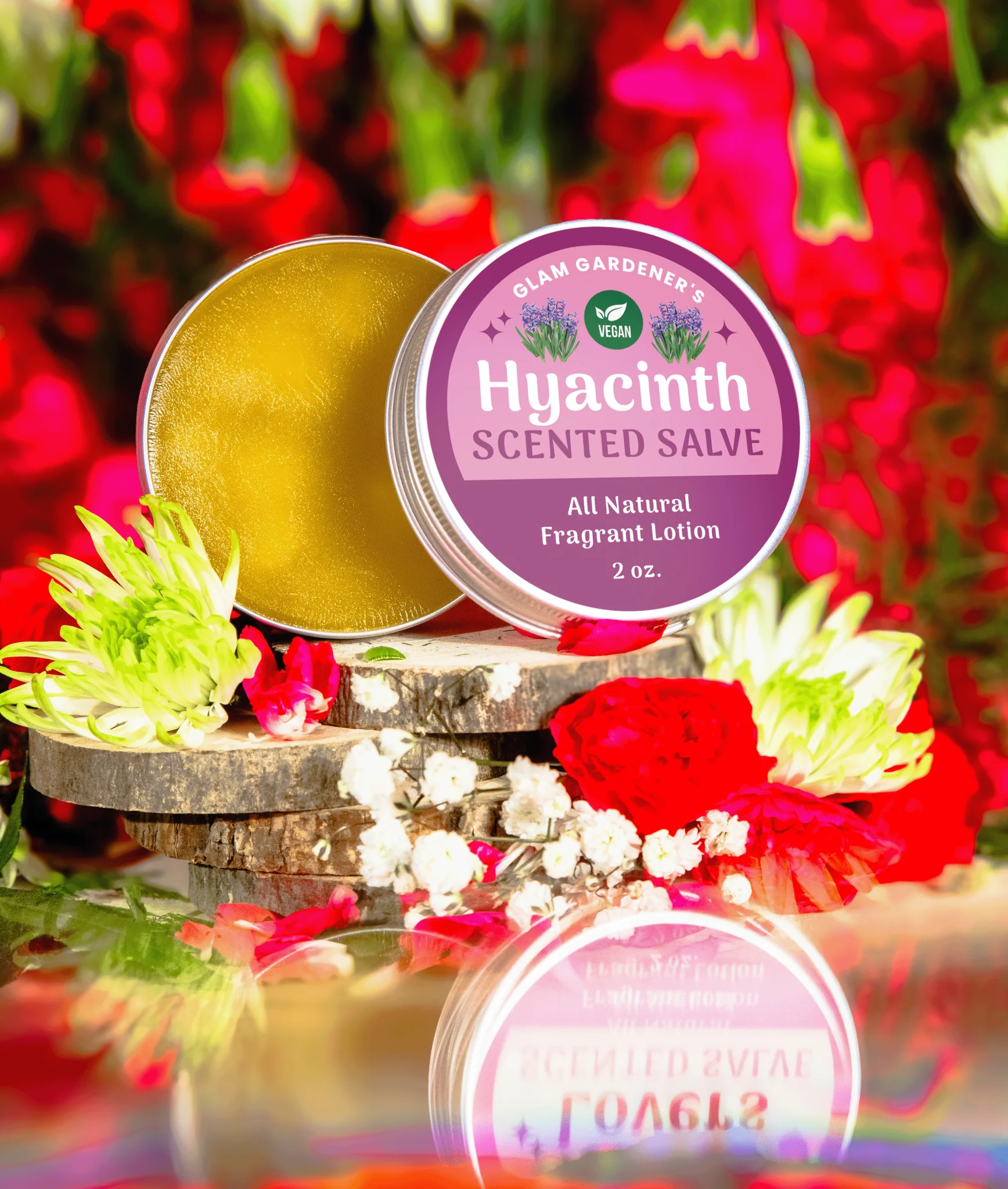 VEGAN HYACINTH BLOOMS • Natural solid perfume and hydrating lotion infused with Hyacinth absolute oil and plant-based wax