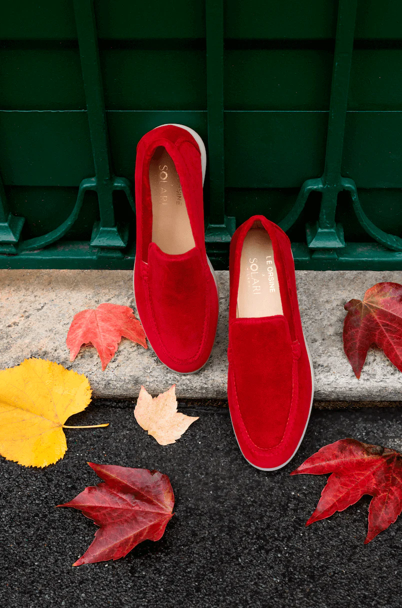Vegan Velvet Loafer Red - Image 4