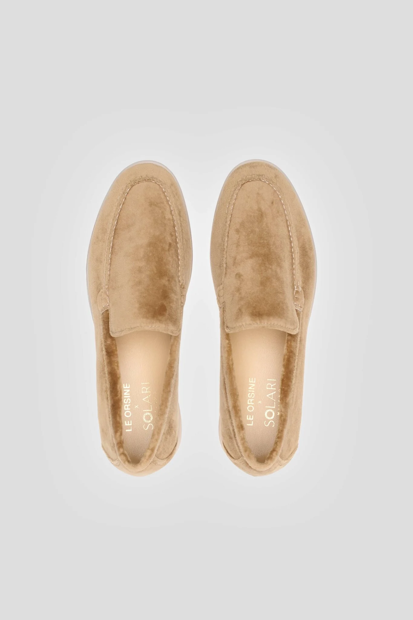 Vegan Velvet Loafer Taupe - Image 3