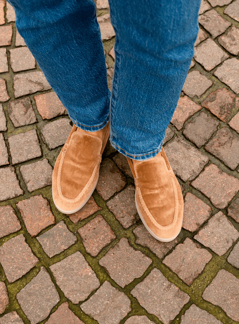 Vegan Velvet Loafer Taupe - Image 4