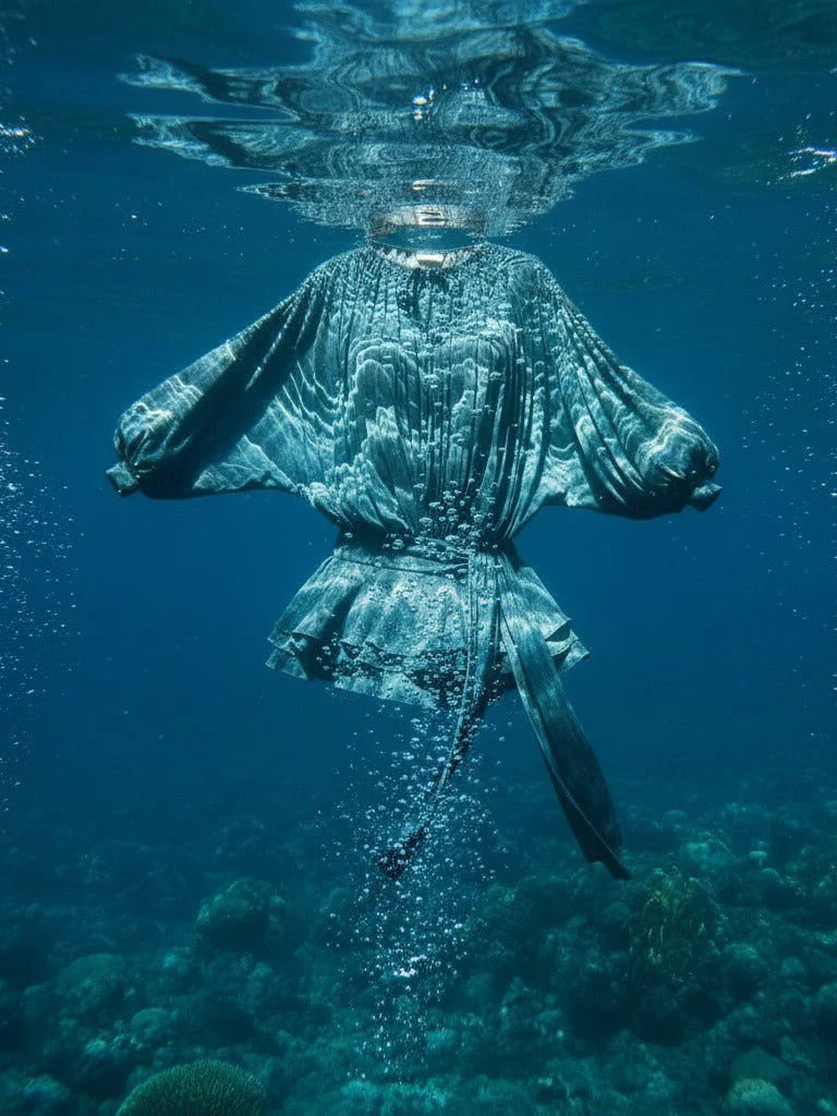 Whale Harmony Draped Eucalyptus Dress - Image 2