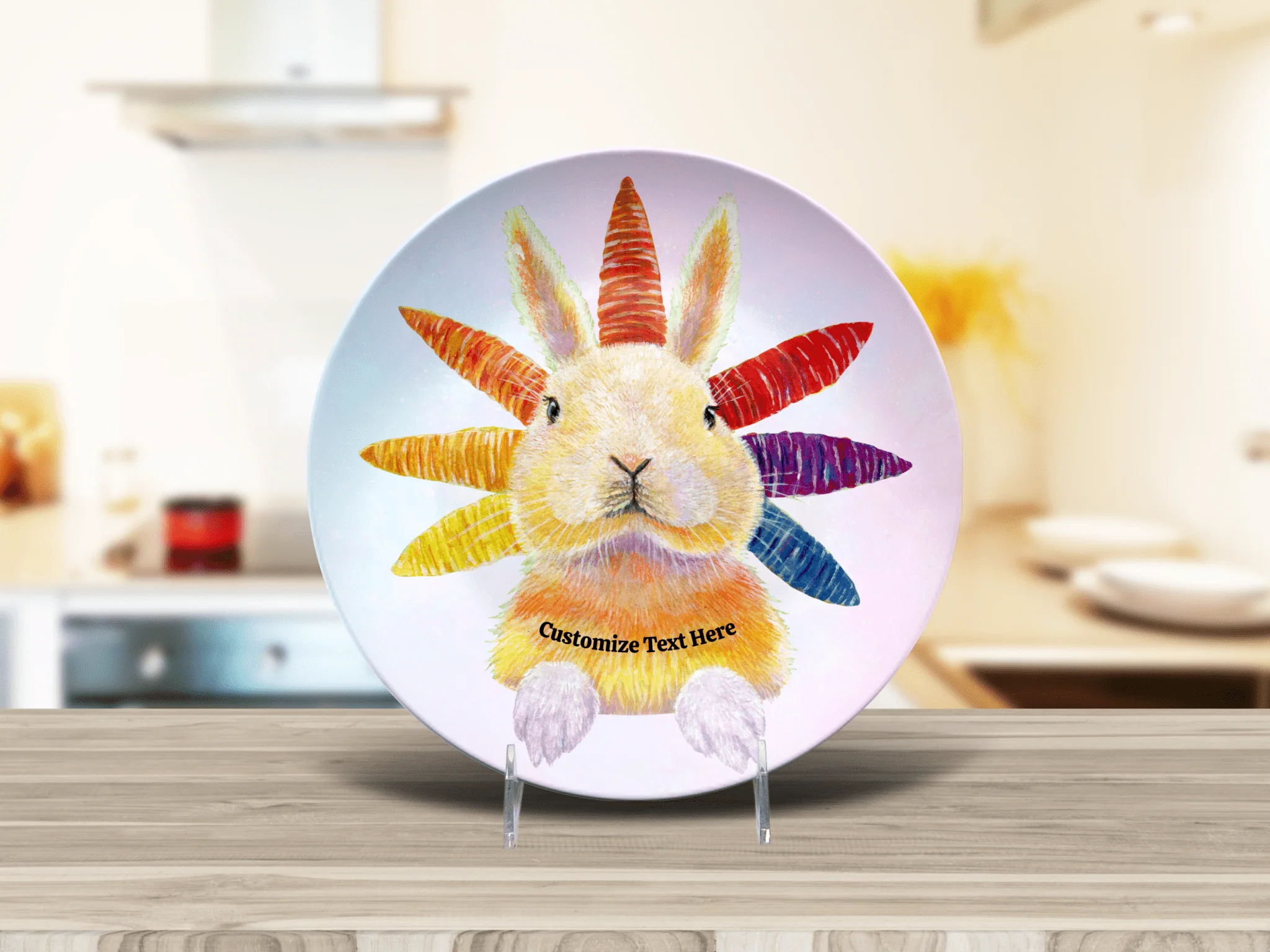 Whimsy Rainbow Bunny Plate & Bowl - Image 3