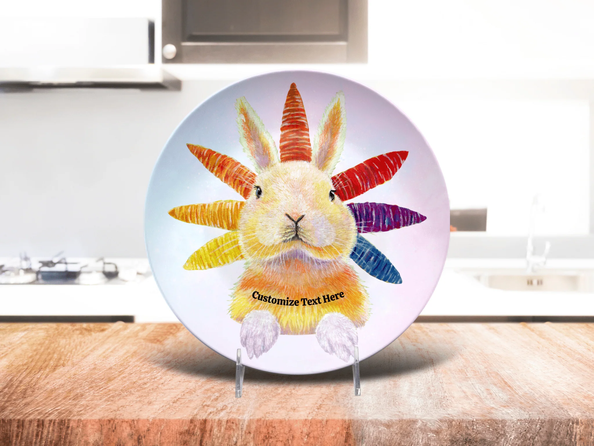 Whimsy Rainbow Bunny Plate & Bowl - Image 4