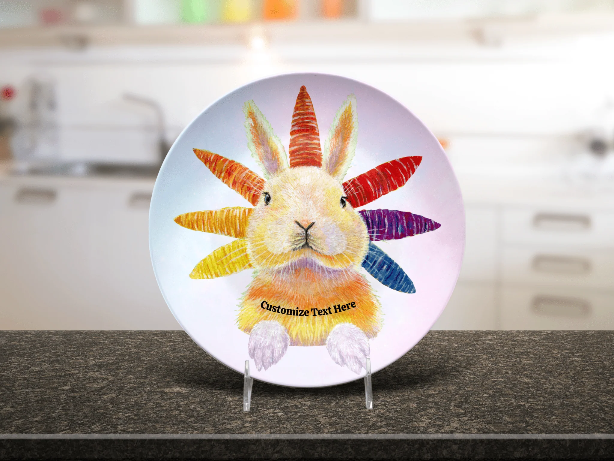 Whimsy Rainbow Bunny Plate & Bowl - Image 7