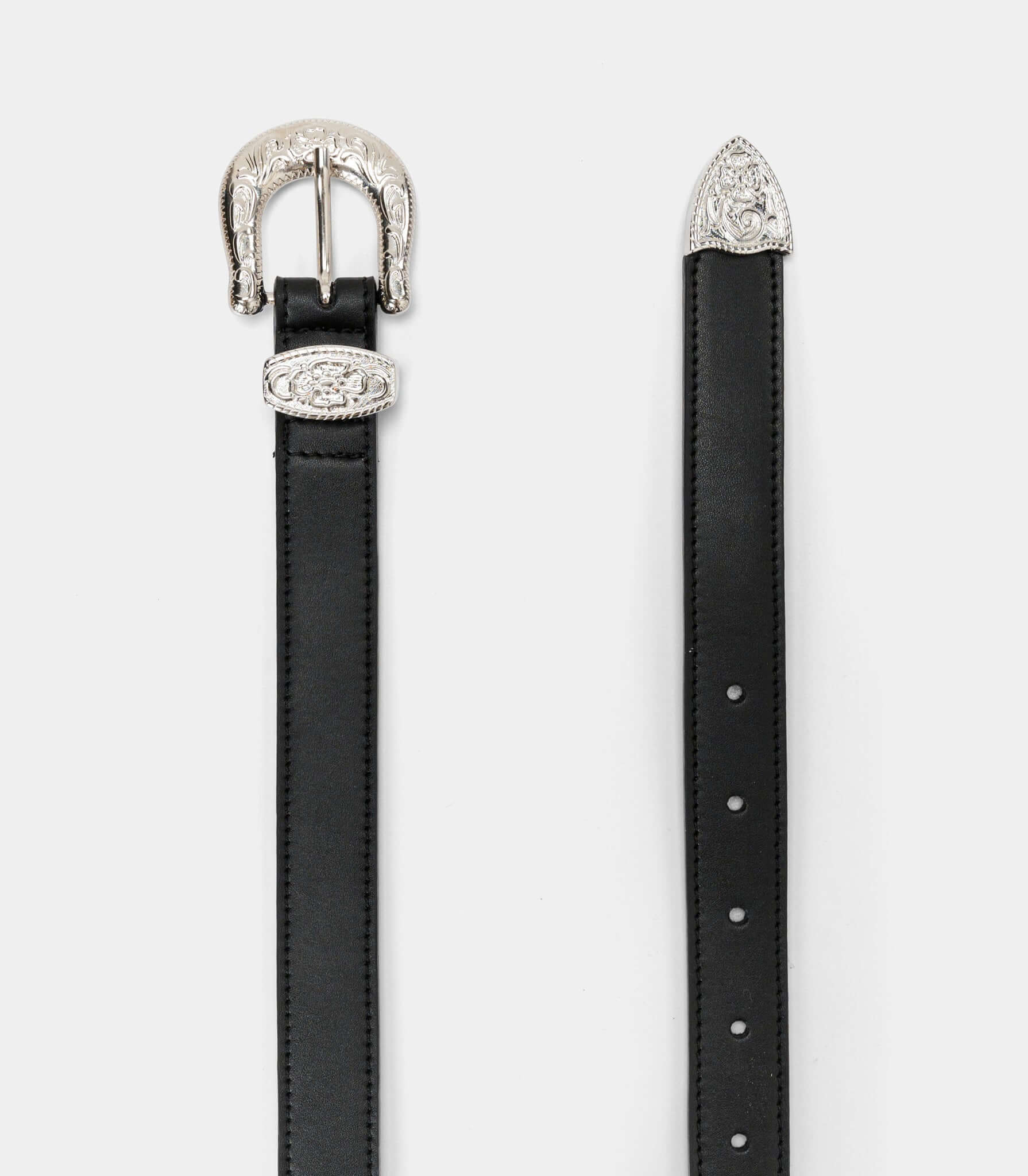 Women’s Vegan Belt with Rock Buckle – Black - Image 2