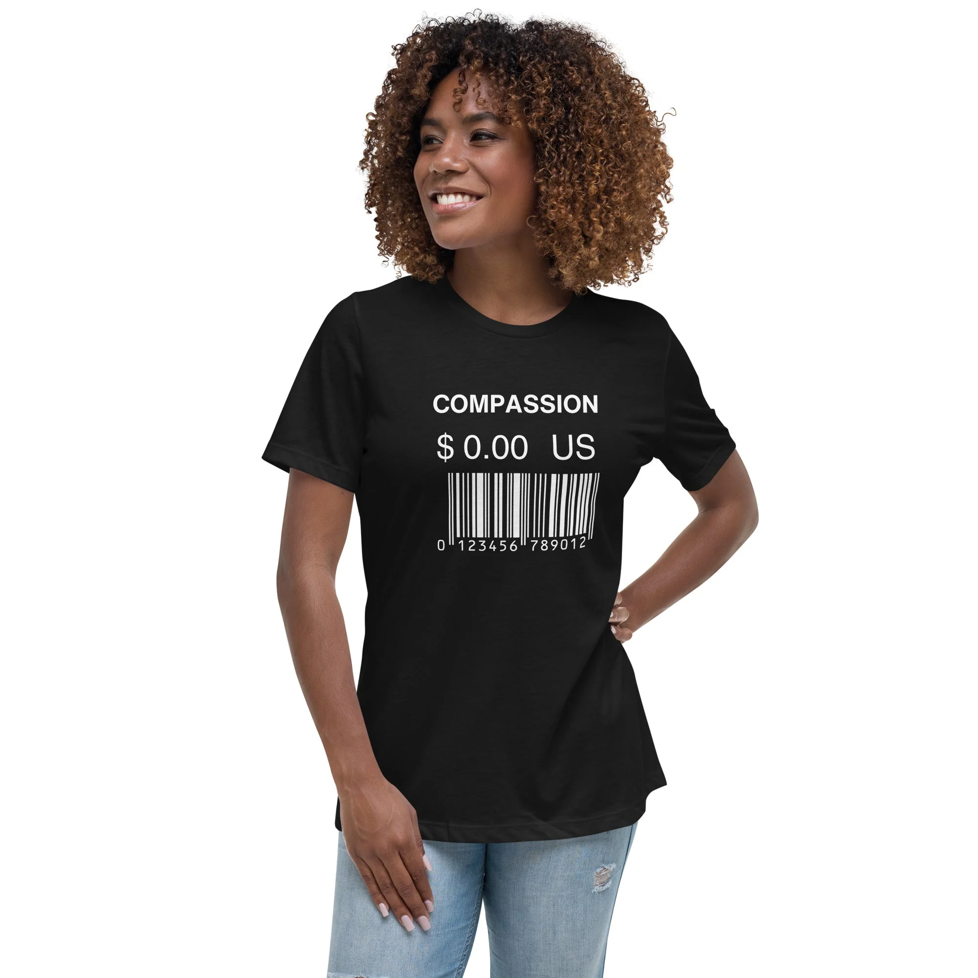Women's Relaxed T-Shirt (Compassion is Free with Barcode) - Image 15