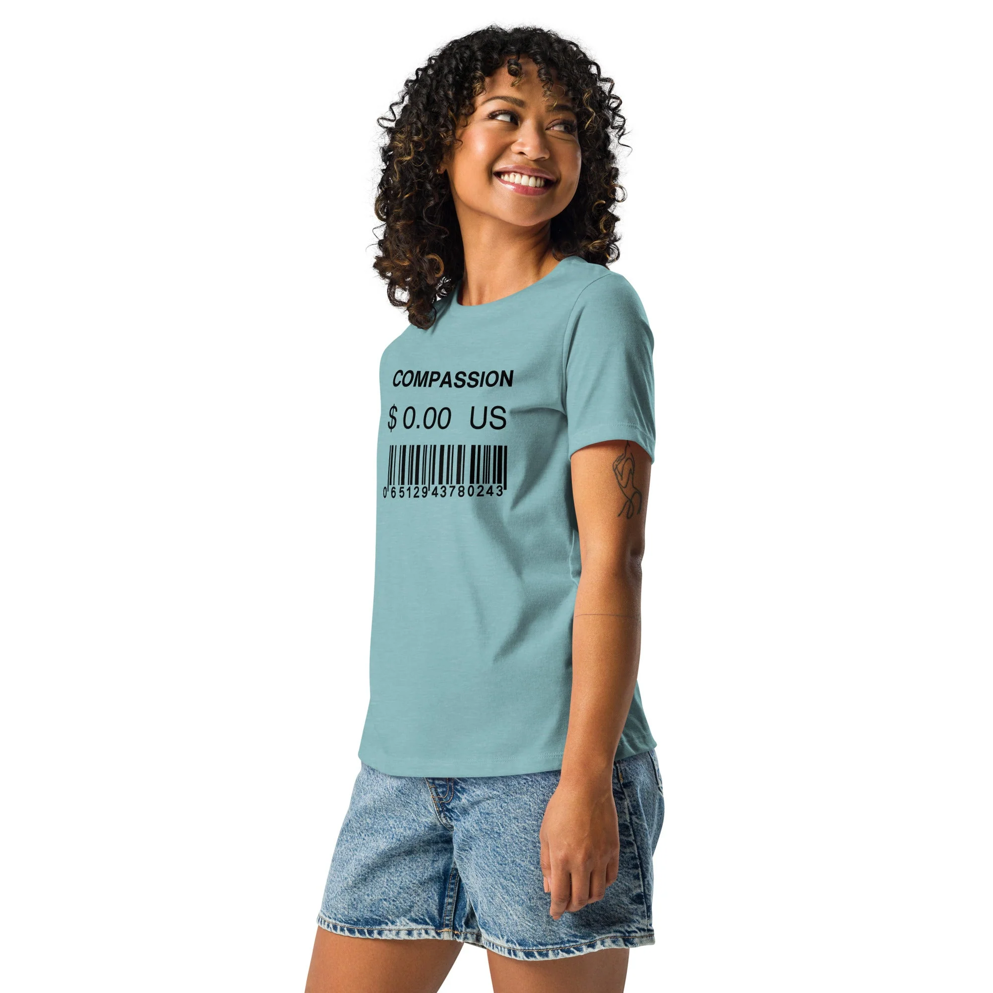 Women's Relaxed T-Shirt (Compassion is Free with Barcode) - Image 3