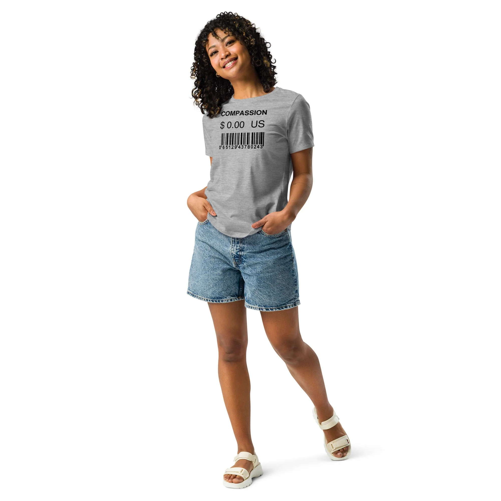 Women's Relaxed T-Shirt (Compassion is Free with Barcode) - Image 4