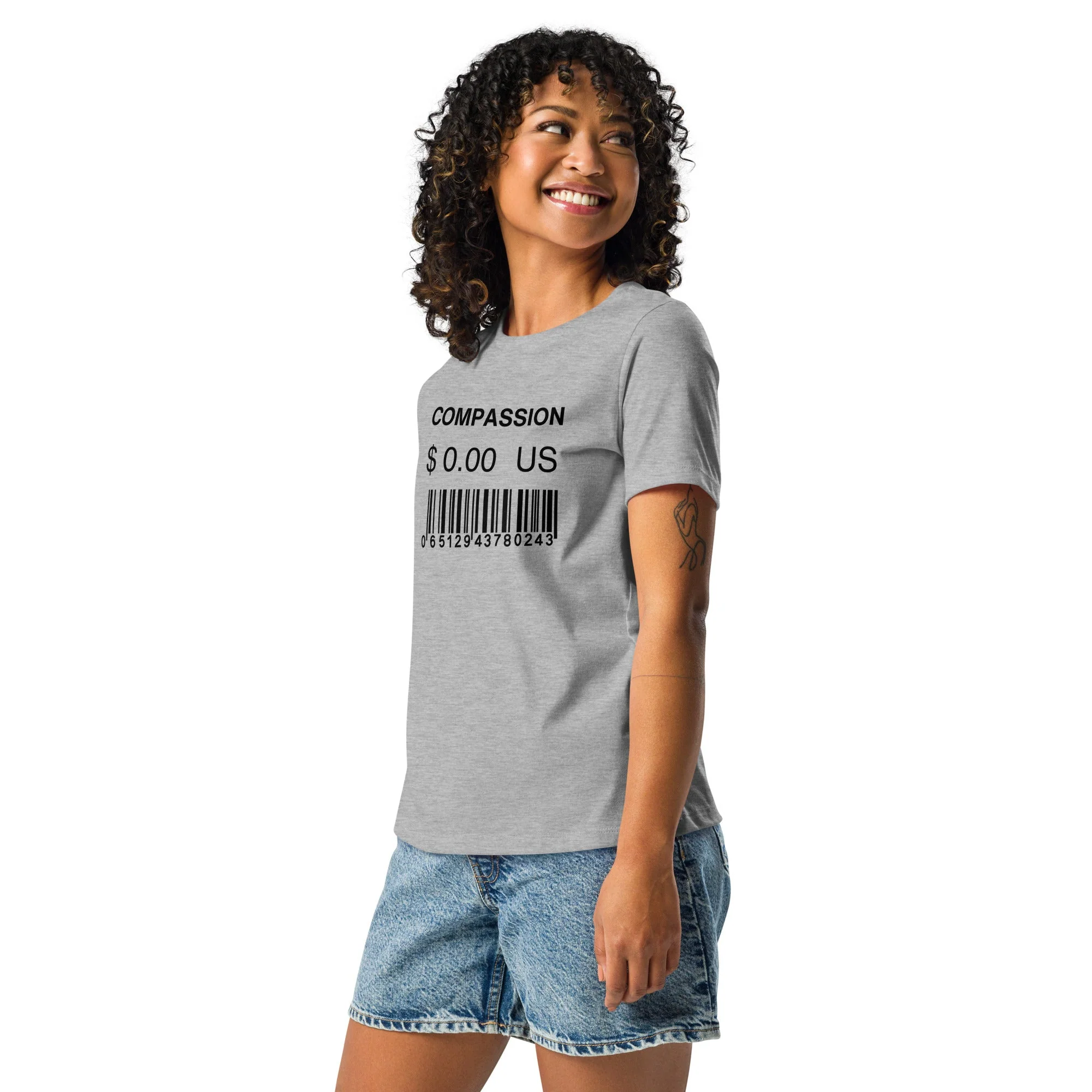 Women's Relaxed T-Shirt (Compassion is Free with Barcode) - Image 5
